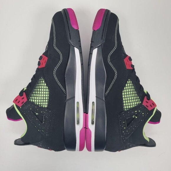Air Jordan 4 Retro 30th GG Youth Black Pink Neon Sneakers 705344-027 US Size 6Y - Picture 8 of 10